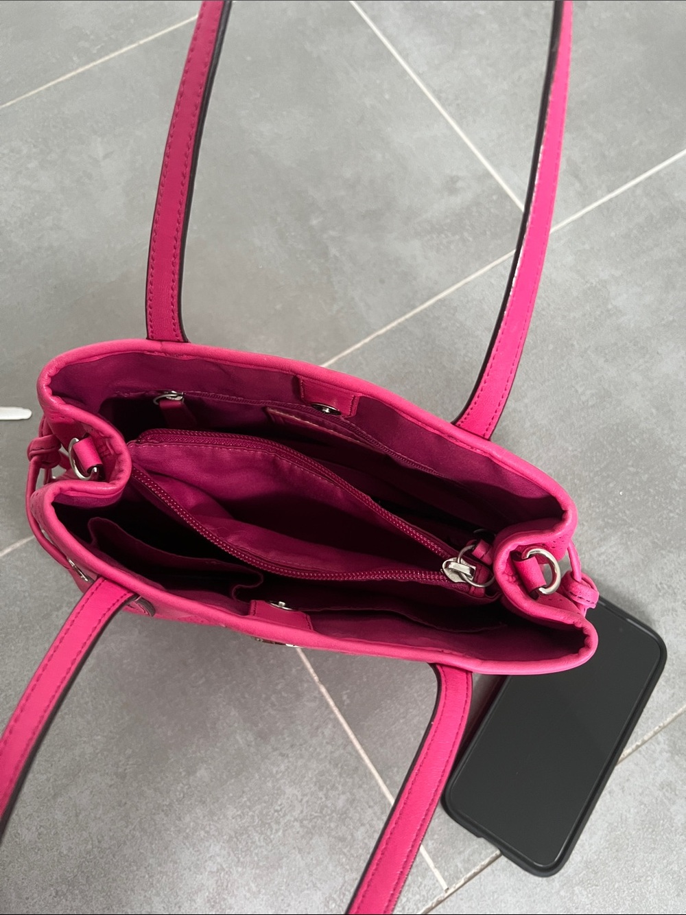 Coach Hot Pink Perforated Leather Shoulder Tote - Picture 6 of 6